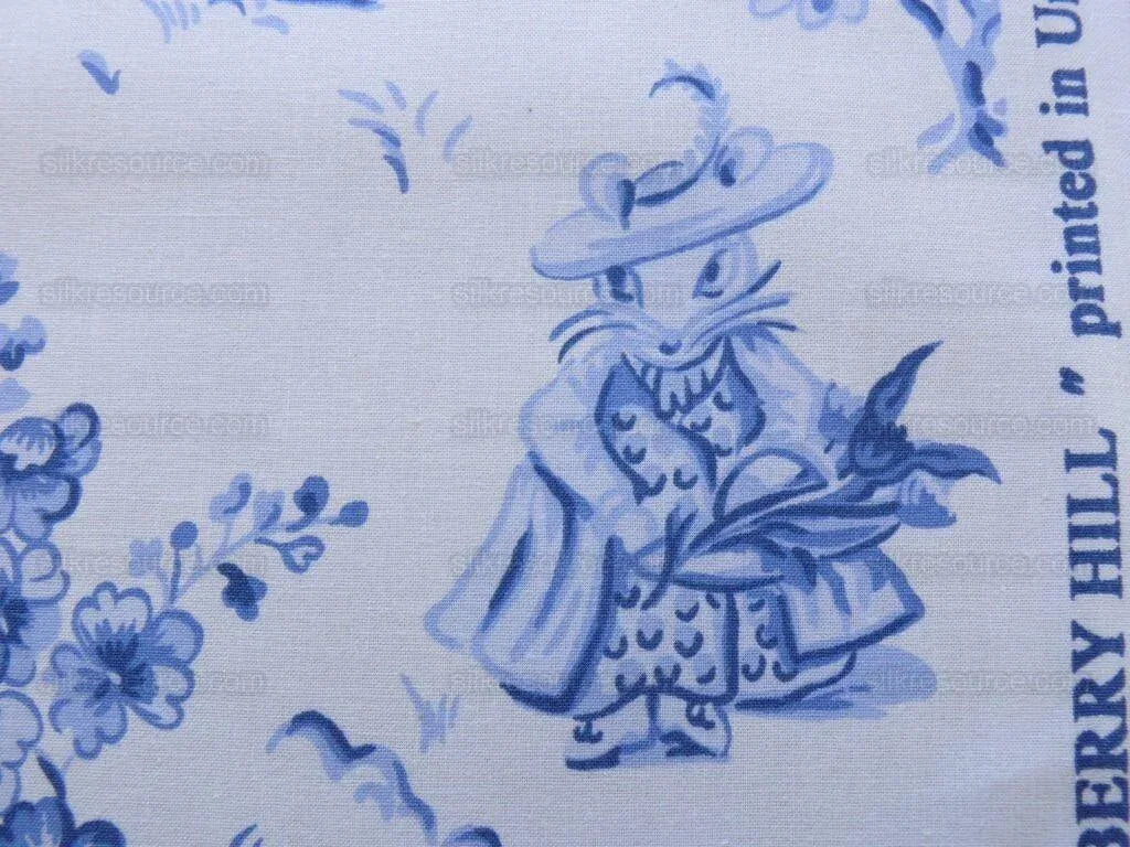 By Yard Scalamandre Life on Top of Cranberry Hill Blue Animal Cat Frog Pig Mouse Toile de Jouy Country Farm nursery MSRP 99/Y