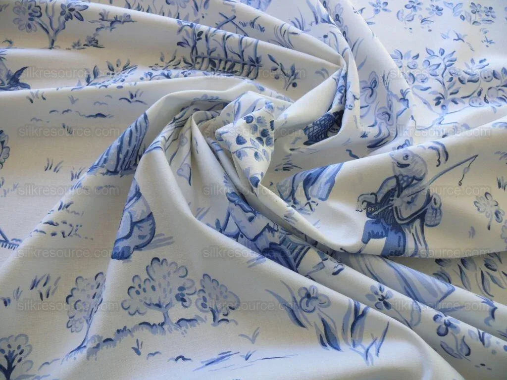 By Yard Scalamandre Life on Top of Cranberry Hill Blue Animal Cat Frog Pig Mouse Toile de Jouy Country Farm nursery MSRP 99/Y