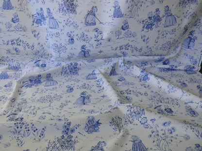 By Yard Scalamandre Life on Top of Cranberry Hill Blue Animal Cat Frog Pig Mouse Toile de Jouy Country Farm nursery MSRP 99/Y