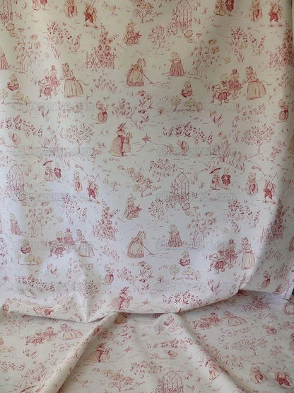 Scalamandre Life On Top Of Cranberry Hill Pink Red Animal Cat Frog MSRP USD 99/Y