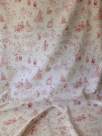 Scalamandre Life On Top Of Cranberry Hill Pink Red Animal Cat Frog MSRP USD 99/Y