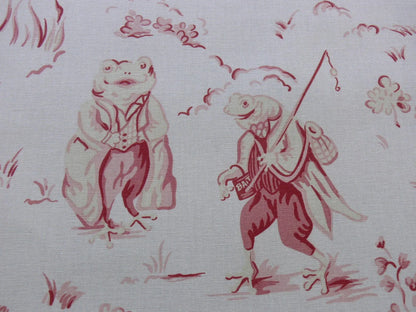 SCALAMANDRE LIFE ON TOP OF CRANBERRY HILL PINK RED ANIMAL CAT FR