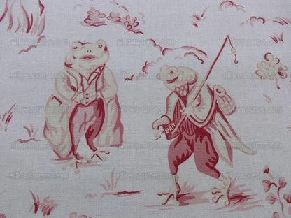 Scalamandre Life On Top Of Cranberry Hill Pink Red Animal Cat Frog MSRP USD 99/Y