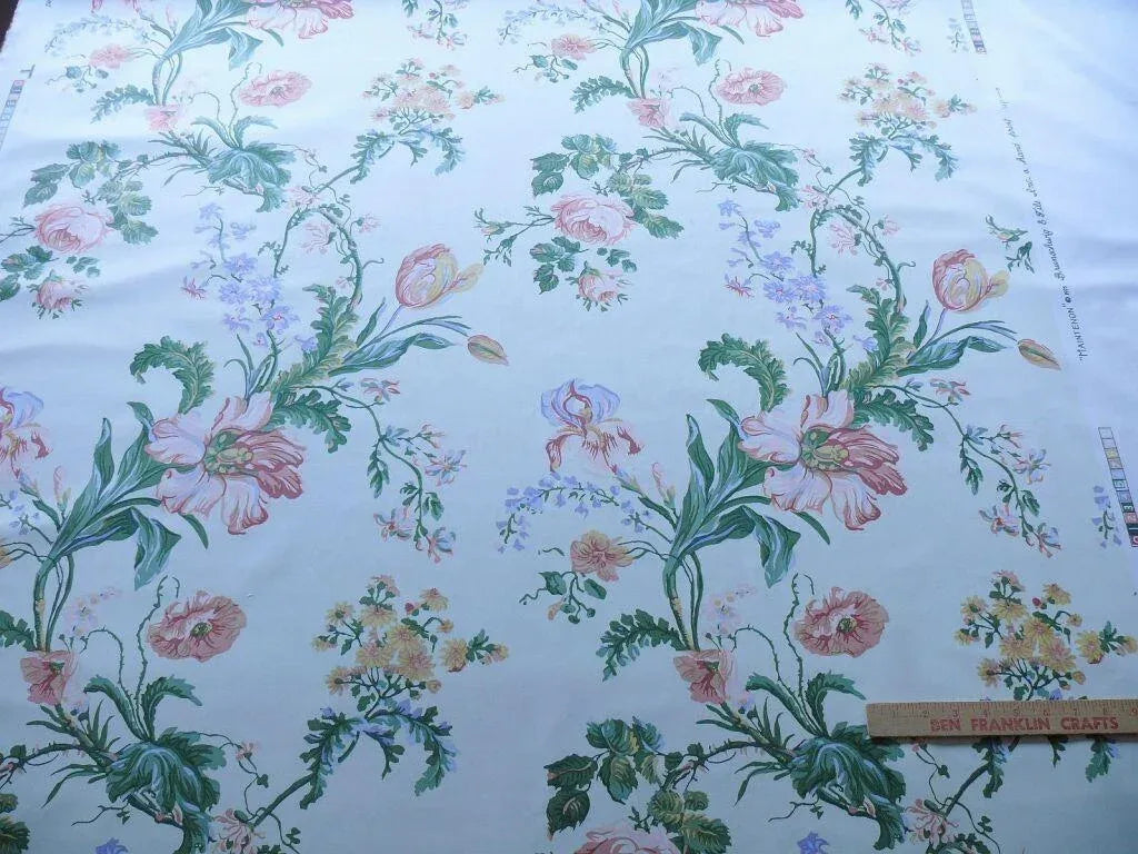 8.25Y Brunschwig &amp; Fils MAINTENON HISTORICAL PRINT TULIPS Rose Iris Poppy CHINTZ