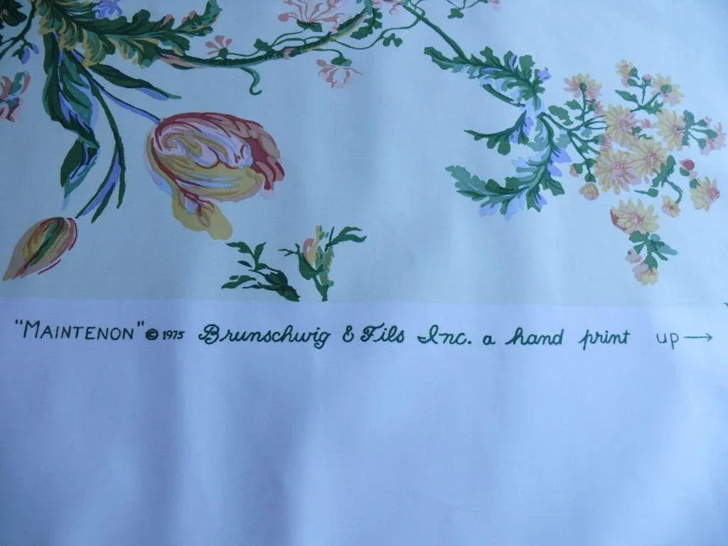 8.25Y Brunschwig &amp; Fils MAINTENON HISTORICAL PRINT TULIPS Rose Iris Poppy CHINTZ