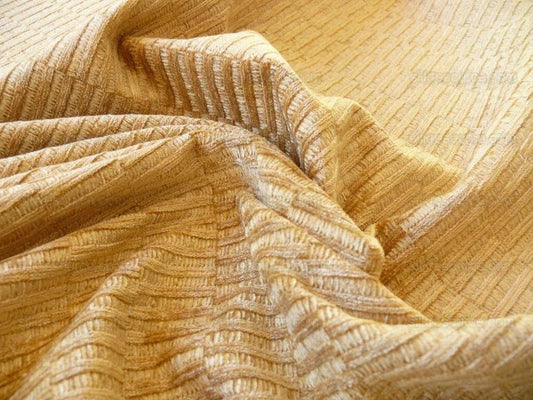 Bty Scalamandre Donald Texture Gold Rayon Chenille Jacquard Rayon Cotton Tan
