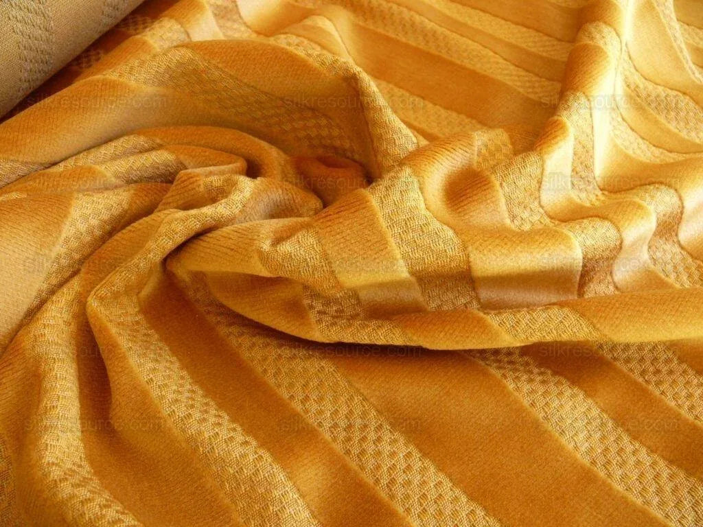 BTY SCALAMANDRE PRAIRIE STRIPE VELVET HONEY GOLD BROWN