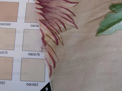 Clarence House Les Oiseaux Enchantes Bird Print Silk Italian Ratti Greige Hand Printed MSRP USD 642/Y