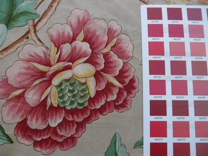 Clarence House Les Oiseaux Enchantes Bird Print Silk Italian Ratti Greige Hand Printed MSRP USD 642/Y