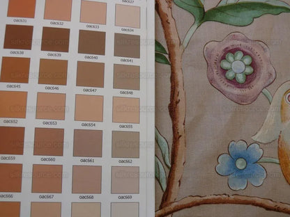 Clarence House Les Oiseaux Enchantes Bird Print Silk Italian Ratti Greige Hand Printed MSRP USD 642/Y