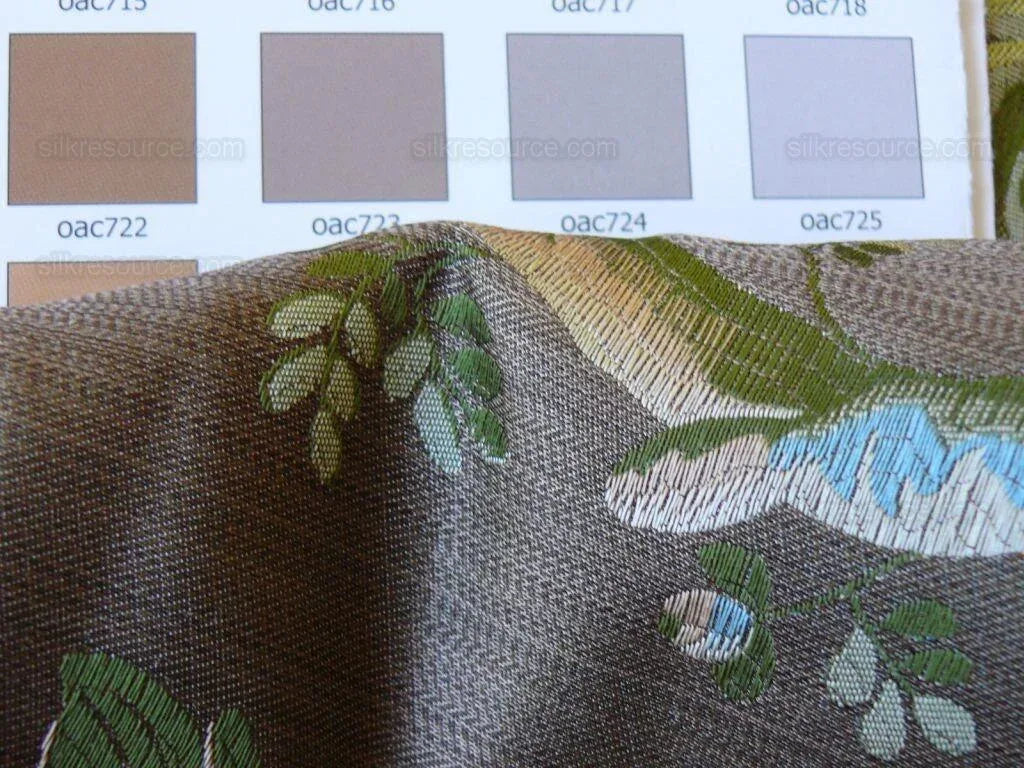 Scalamandre Mont Blanc Silk Lampas Red Gold Blue On Hazelnut Bro