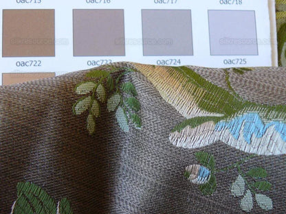 Scalamandre Mont Blanc Silk Lampas Red Gold Blue On Hazelnut Bro