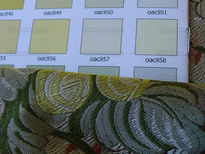 Scalamandre Mont Blanc Silk Lampas Red Gold Blue On Hazelnut Bro