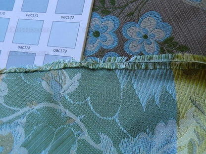 Scalamandre Mont Blanc Silk Lampas Red Gold Blue On Hazelnut Bro