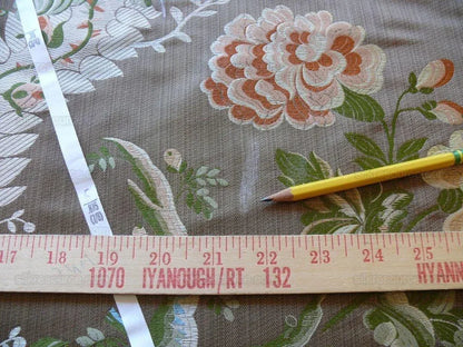 Scalamandre Mont Blanc Silk Lampas Red Gold Blue On Hazelnut Bro