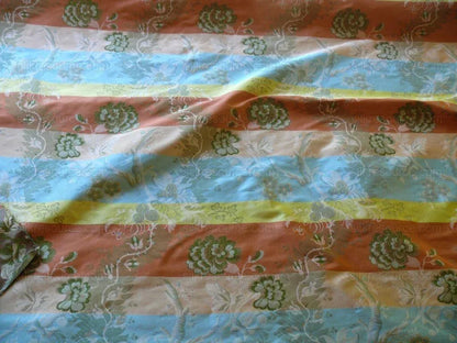 Scalamandre Mont Blanc Silk Lampas Red Gold Blue On Hazelnut Bro