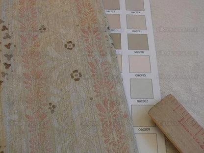 By Yard Fabricut Medallion 100% Silk Stripe In Petal Pink Silvery White Cream Green Gold Strie