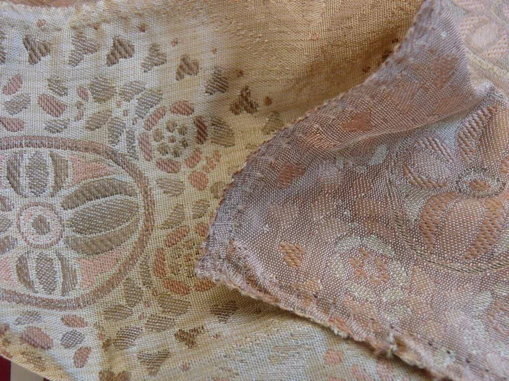 By Yard Fabricut Medallion 100% Silk Stripe In Petal Pink Silvery White Cream Green Gold Strie