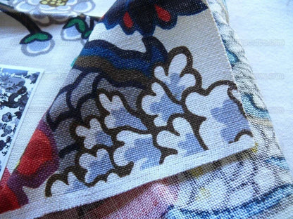 By yard Schumacher Chiang Mai Dragon Jewel Tones /aquamarine Linen Print  173270