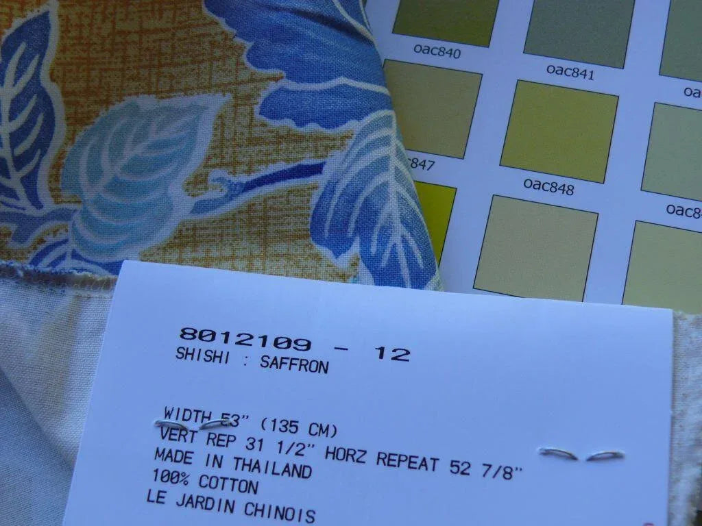 Brunschwig &amp; Fils Shishi Blue Peony &amp; Chinese Lion On Saffron