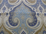 KRAVET LATIKA IKAT INDIGO BLUE & CASHEW BROWN LINEN DAMASK BTY