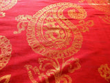 Koplavitch 100% Silk Damask Giant Paisley "Cerise" Deep Red Crimson Rose Pink Gold Copper Silver MSRP USD 340