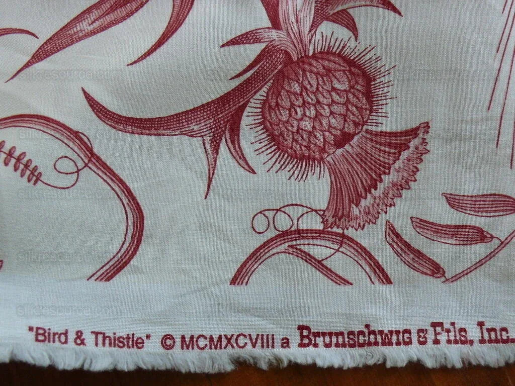 By Yd Brunschwig &amp; Fils Bird &amp; Thistle Print - Red MSRP USD 316/y