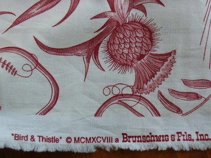 By Yd Brunschwig &amp; Fils Bird &amp; Thistle Print - Red MSRP USD 316/y