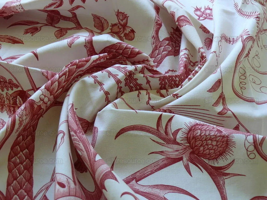 By Yd Brunschwig &amp; Fils Bird &amp; Thistle Print - Red MSRP USD 316/y