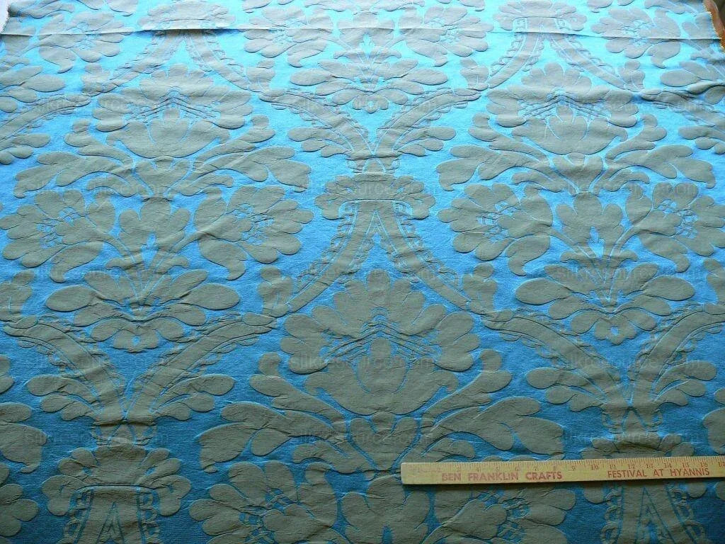 Vervain Silk Damask Renaissance Deep Teal Blue MSRP USD 278/Y