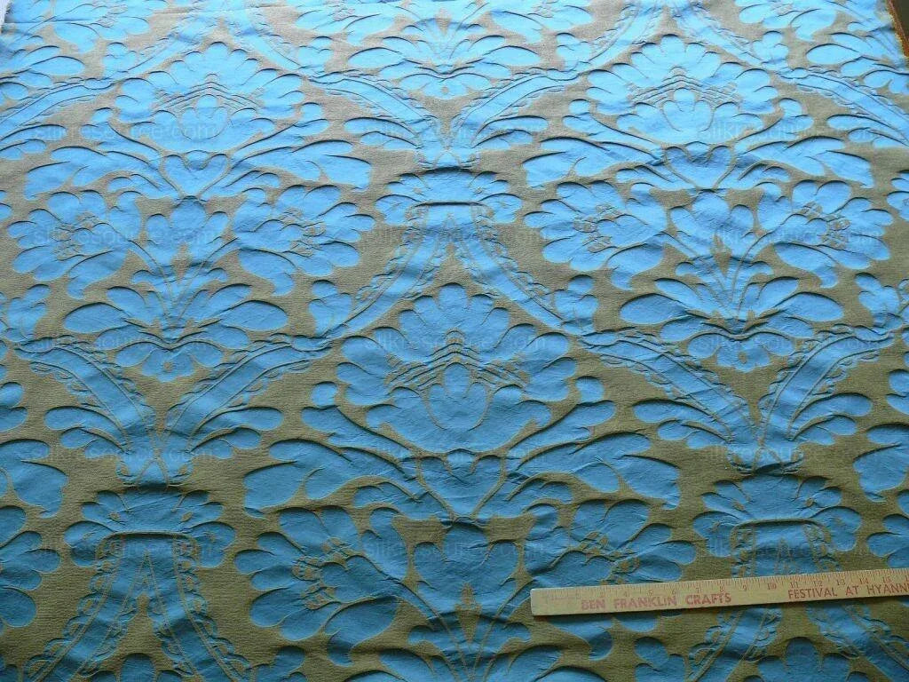 Vervain Silk Damask Renaissance Deep Teal Blue MSRP USD 278/Y