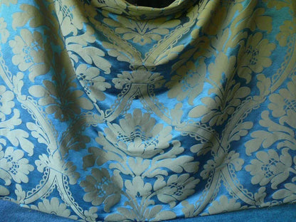 1.3Y STUNNING SILK DAMASK RENAISSANCE DEEP TEAL BLUE MSRP$278/Y