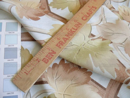 Brunschwig &amp; Fils Vite Grape Vineyard Foliage Viticulture Printed Cotton Satin Light Blue Sky Green