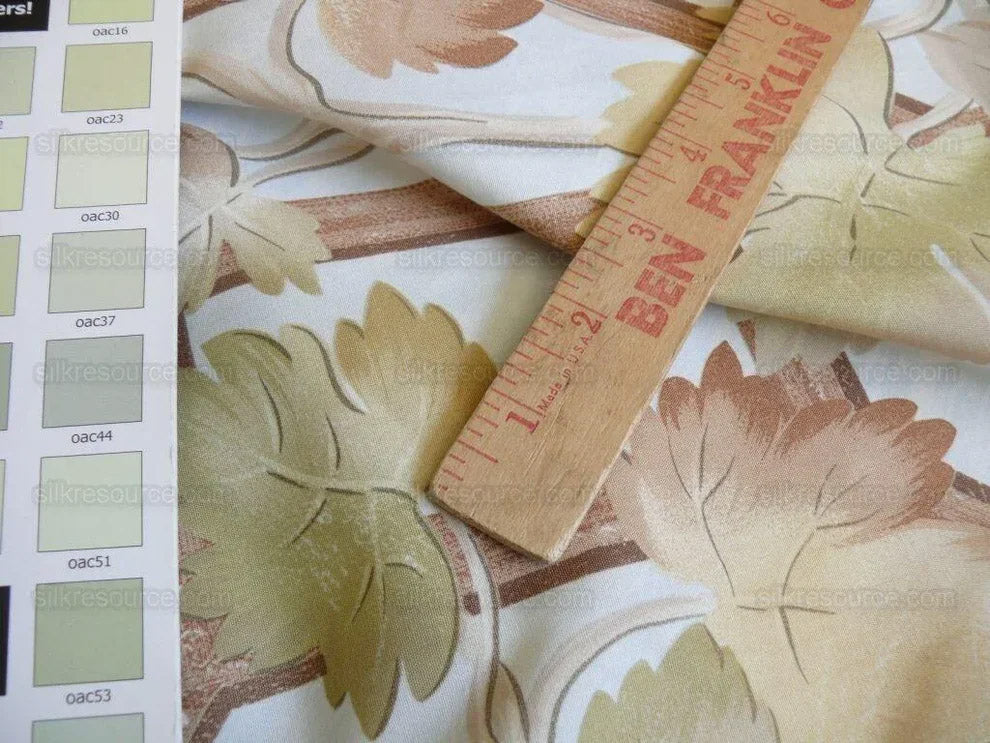Brunschwig & Fils Vite Grape Vineyard Foliage Viticulture Printed Cotton Satin Light Blue Sky Green