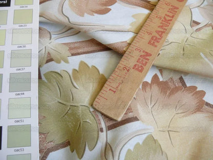 Brunschwig & Fils Vite Grape Vineyard Foliage Viticulture Printed Cotton Satin Light Blue Sky Green