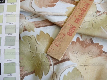 Brunschwig &amp; Fils Vite Grape Vineyard Foliage Viticulture Printed Cotton Satin Light Blue Sky Green