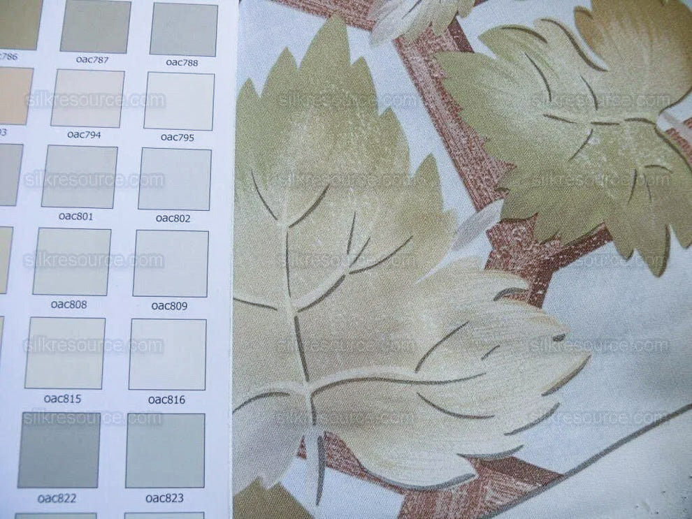 Brunschwig & Fils Vite Grape Vineyard Foliage Viticulture Printed Cotton Satin Light Blue Sky Green