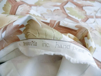 Brunschwig & Fils Vite Grape Vineyard Foliage Viticulture Printed Cotton Satin Light Blue Sky Green