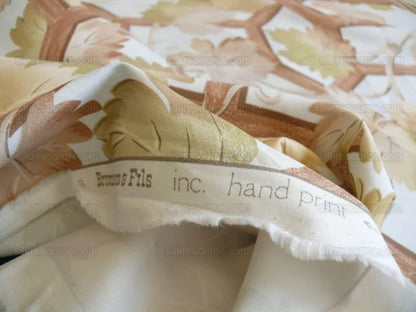 Brunschwig &amp; Fils Vite Grape Vineyard Foliage Viticulture Printed Cotton Satin Light Blue Sky Green