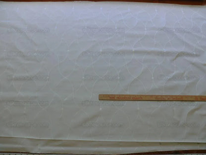 Clarence House St Laurent Silk Taffeta Jacquard Ogee Fabric - White - By The Yard