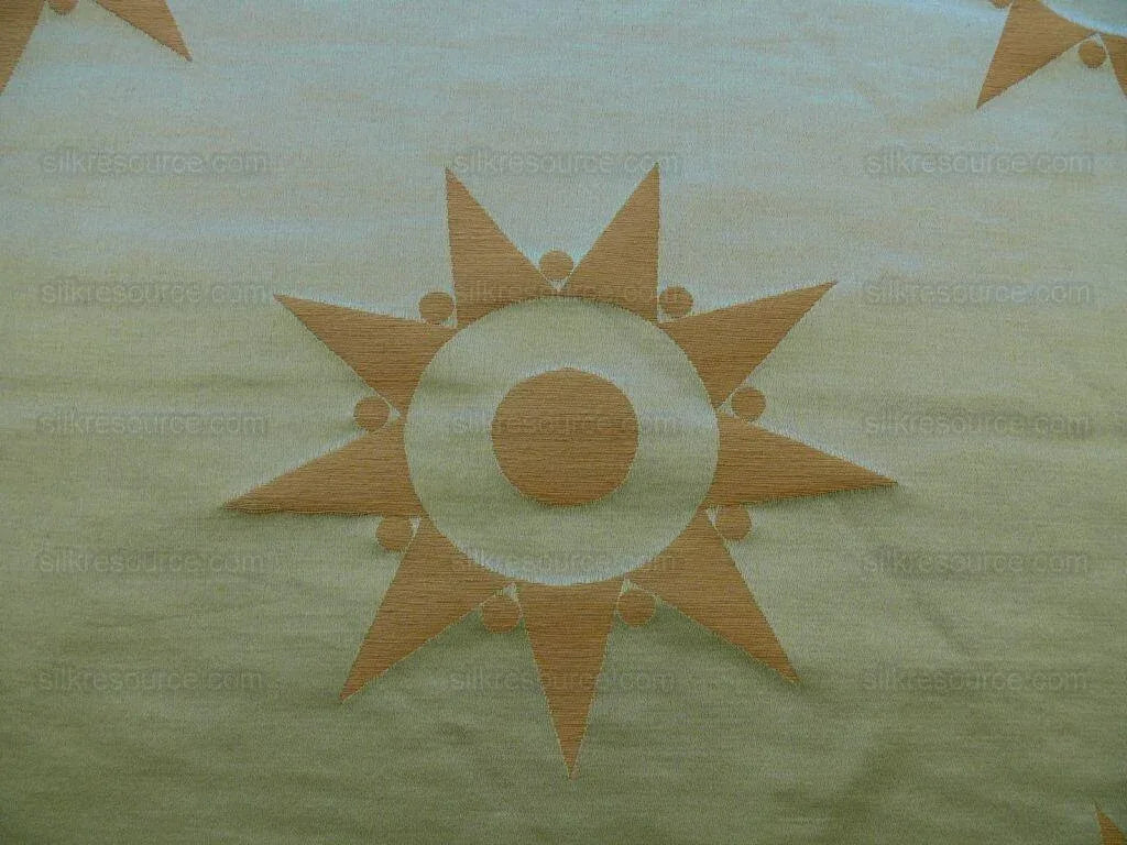 Bty Clarence House Ursus Sunburst Silk Brocade Aqua Teal Bronze