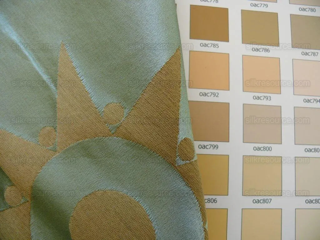 Bty Clarence House Ursus Sunburst Silk Brocade Aqua Teal Bronze