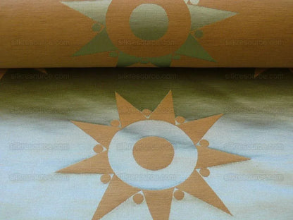 Bty Clarence House Ursus Sunburst Silk Brocade Aqua Teal Bronze