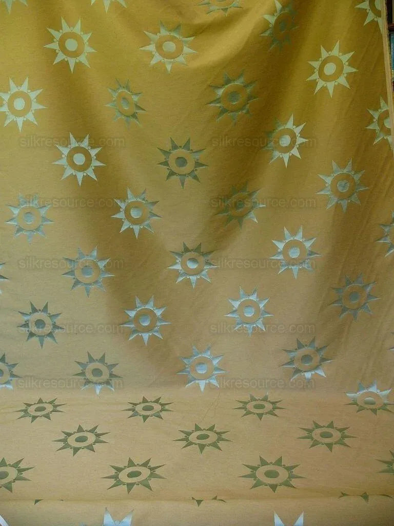 Bty Clarence House Ursus Sunburst Silk Brocade Aqua Teal Bronze