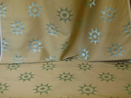 Bty Clarence House Ursus Sunburst Silk Brocade Aqua Teal Bronze