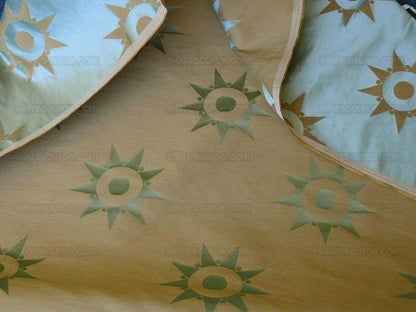 Bty Clarence House Ursus Sunburst Silk Brocade Aqua Teal Bronze