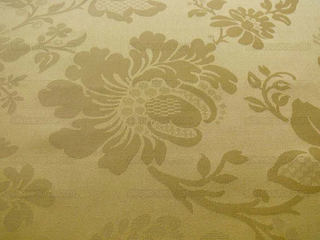 By Yard Kravet Stunning Damask Jacobean Floral Cotton Satin  In Light Wheat Gold (c416)
