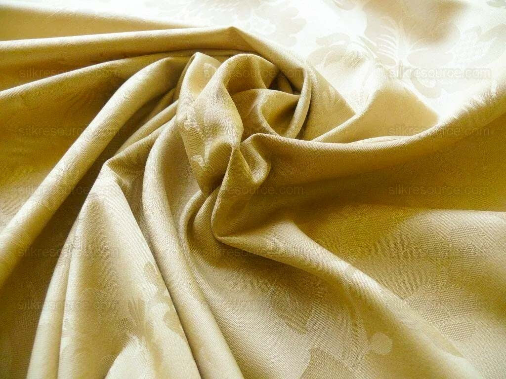 By Yard Kravet Stunning Damask Jacobean Floral Cotton Satin  In Light Wheat Gold (c416)
