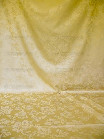 By Yard Kravet Stunning Damask Jacobean Floral Cotton Satin  In Light Wheat Gold (c416)