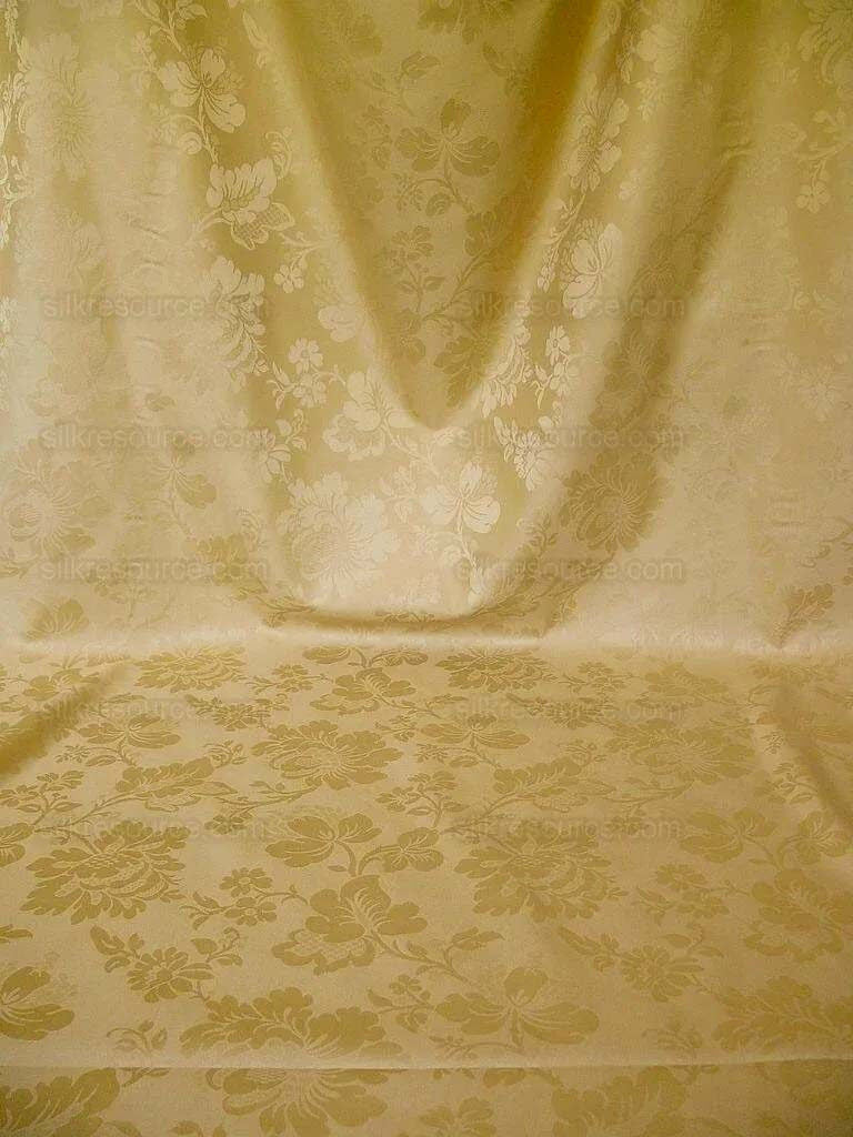 By Yard Kravet Stunning Damask Jacobean Floral Cotton Satin  In Light Wheat Gold (c416)